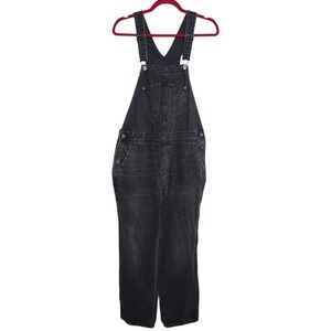 Old Navy Womens Washed Black Denim Overalls Straight Leg Size 10 Tall Cotton